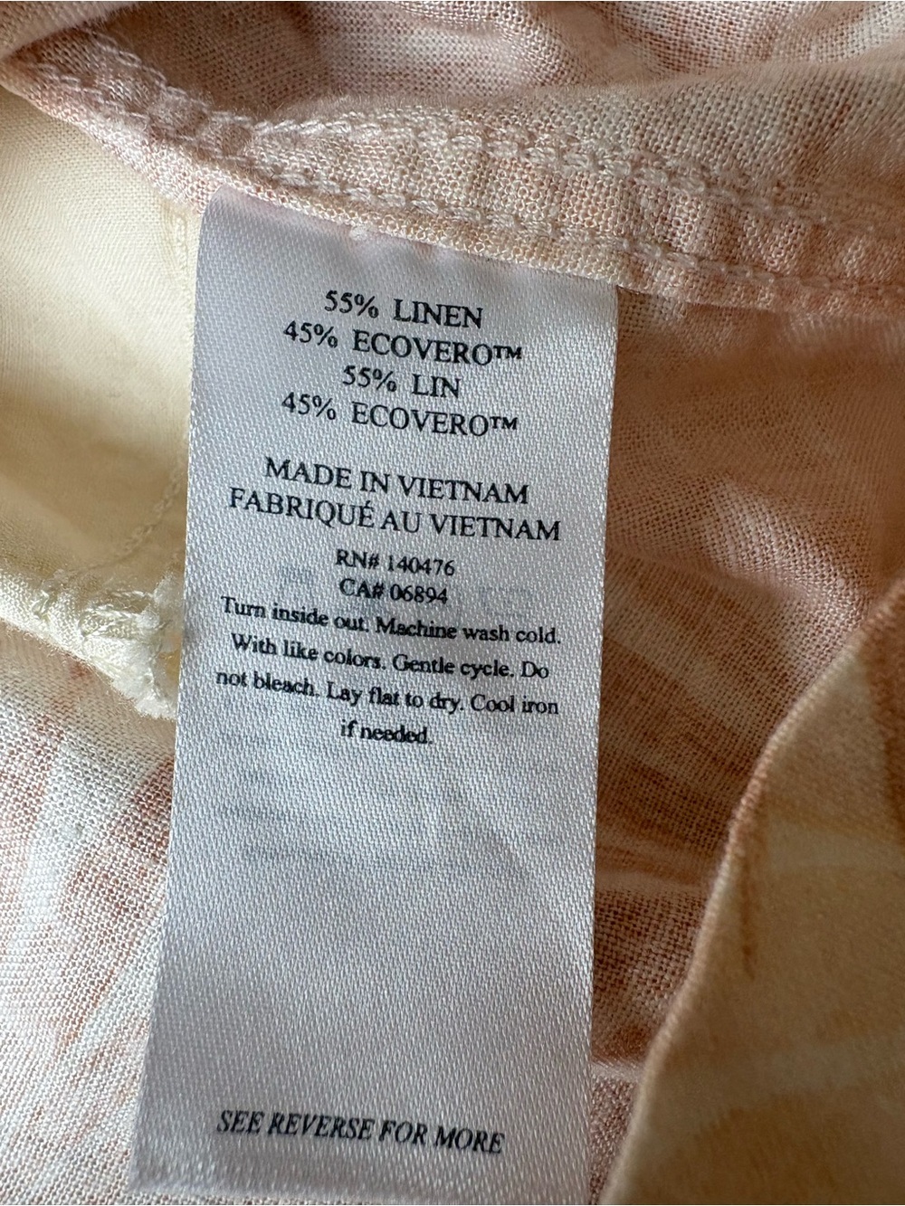 Faherty Gemina Dress Peach Tropical Palms Womens Linen Blend Sz M Beach Vacation - Picture 8 of 11